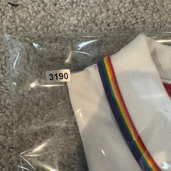 US Polo Assn Polo Shirt Womens Large White Rainbow Collar Pride Embroidered USPA - Picture 6 of 6